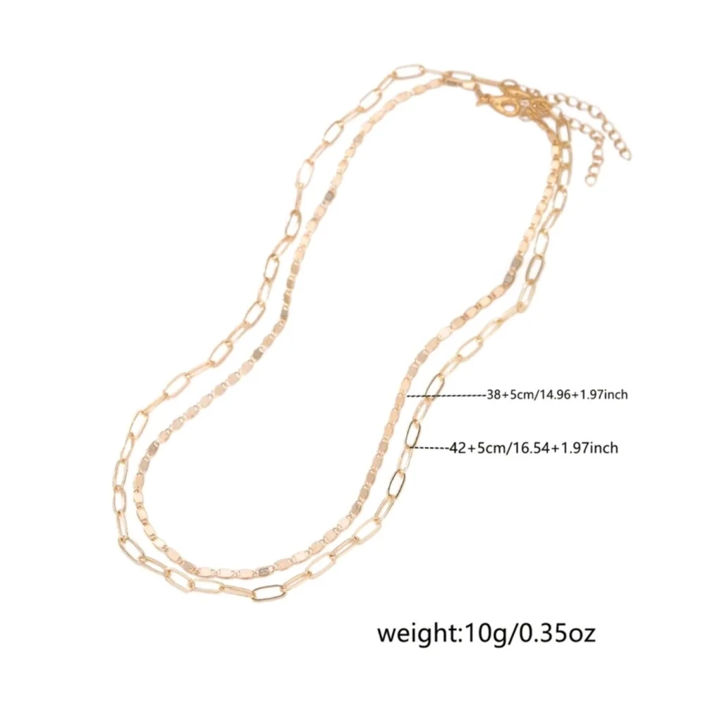 Jordan Dainty Minimalist Layered Paperclip *2* Chains Necklace - Picture 5 of 5